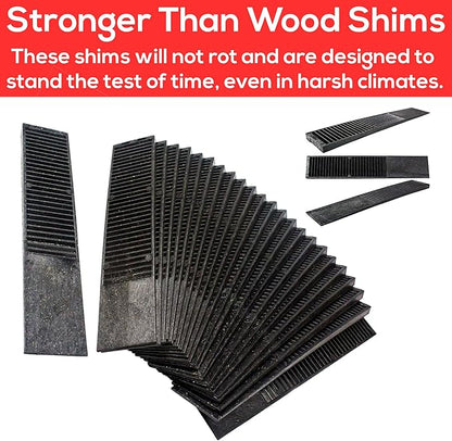 Pro-Grade Composite Shims for Heavy Duty Leveling. 24 pk 7.75 Inch, Never Rot, Easy Snap, Level Wedges. Water, Weather Resistant for Toilets, Doors, Windows, Sheds. Support Appliances and Furniture