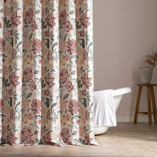 SLEEP ZONE Red Blossom Shower Curtain Waterproof Curtains for Bathroom Decor Bathtub Farmhouse Shower Curtain 72" × 72"