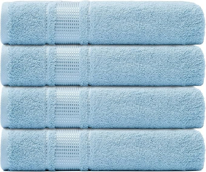 Melissa Linen, 100% Cotton Washcloths for Bathroom, 4-Piece 12x12 in Wash Cloth Set, Turkish Small Hand Towels, Soft Rags for Face and Body, (Blue Washcloths)