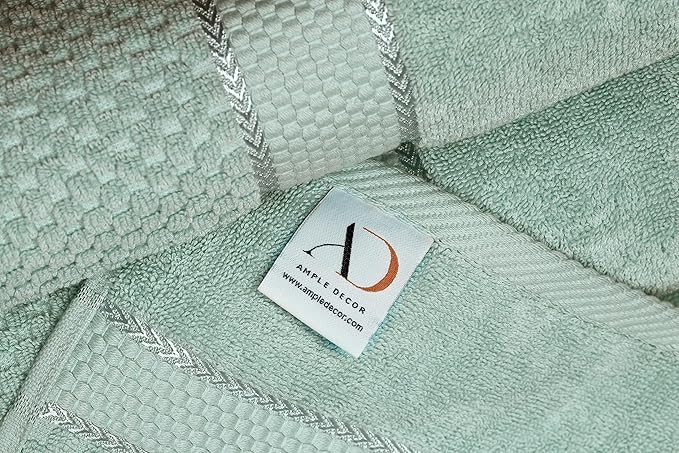 Ample Decor Bathroom Towel Set of 18-4 Bath Towel, 4 Hand Towel, 10 Wash Cloths - Ideal for Gifting, Hotel, Gym, Spa - Mint Green