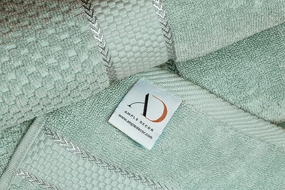 Ample Decor Bathroom Towel Set of 18-4 Bath Towel, 4 Hand Towel, 10 Wash Cloths - Ideal for Gifting, Hotel, Gym, Spa - Mint Green