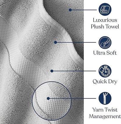 Delara Organic Cotton Luxuriously Plush Bath Towel Pack of 4 | GOTS & OEKO-TEX Certified | Premium Hotel Quality Towels | Feather Touch Technology|650 GSM Long Staple|Soft, Quick Dry & Ultra-Absorbent