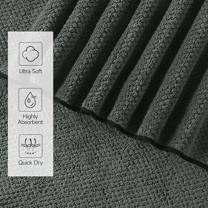 Soft 6 Piece Bath Towels Set, 2 Oversized Large Bath Towel Sheet, 2 Handtowels, 2 Washcloths - Luxury, Highly Absorbent, Quick Dry Bathtowel Collection Lightweight for Bathroom, Hotel & Spa, Dark Grey