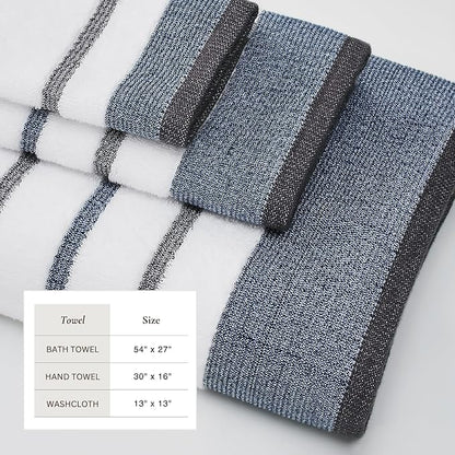 Great Bay Home Decorative Bath Towel Set - Luxury Cotton 6 Piece Towel Set - 2 Bath Towels, 2 Hand Towels, 2 Washcloths - Luxurious, Ultra-Soft, Durable Towels for Bathroom Decor (Blue/December Sky)
