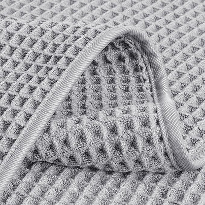 POLYTE 430 GSM Microfiber Lint Free Washcloth Face Towel, 13 x 13 in, 4 Pack (Waffle Weave)