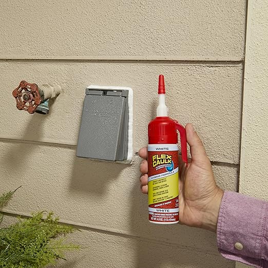 Flex Caulk, Waterproof & Weatherproof Hybrid Polymer Sealant, Strong, Paintable, Indoor, Outdoor, Bath, Shower, Sink, Window, Baseboards, Door, RV, Roof, Wood, Auto & Marine, Clear, 3 oz, 1-Pack