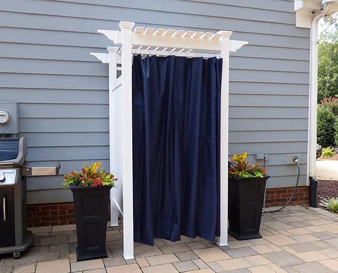 7.4ft H x 5.1ft W x 3.9ft L (1 Enclosure) Zippity Oceanside Outside Shower Enclosure Kit, White Vinyl Outdoors Shower Kit for Pool Shower, Outdoor Changing Room, Beach Shower, Outdoor Bathroom ZP19024