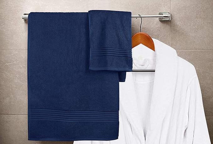 Utopia Towels 8 Piece Premium Towel Set, 2 Bath, 2 Hand, and 4 Washcloths, 100% Ring Spun Cotton, Highly Absorbent Towels for Bathroom, Sports, and Hotel, Navy