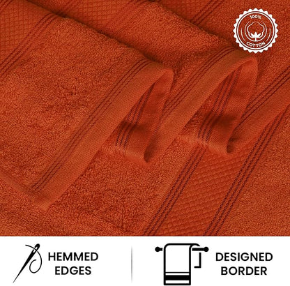 Casa Lino 4 Piece Bath Towel Set | 1 Bath Towel, 2 Wash Cloth, 1 Hand Towels | Bathroom Essentials for New Home, 100% Cotton Luxury Towels, Highly Absorbent Bathroom Set, Coral Orange.