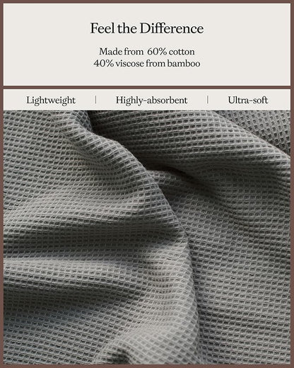Cozy Earth Waffle Washcloths - 60% Cotton 40% Viscose from Bamboo Washcloths 13 x 13 Inches - Soft & Absorbent Terry, Reversible Mini Textured Waffle & Weave Pattern - 4 Pack