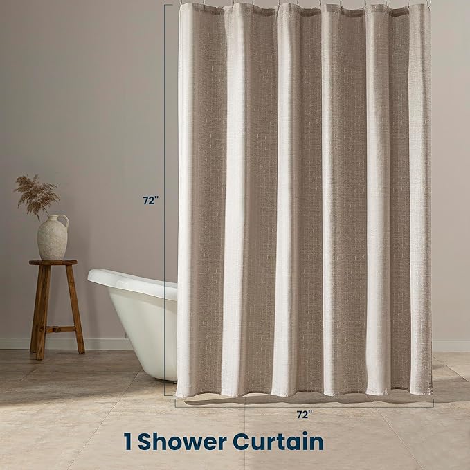 SLEEP ZONE Beige Shower Curtain Waterproof Curtains for Bathroom Decor Bathtub Geometric Shower Curtain 72" × 72"