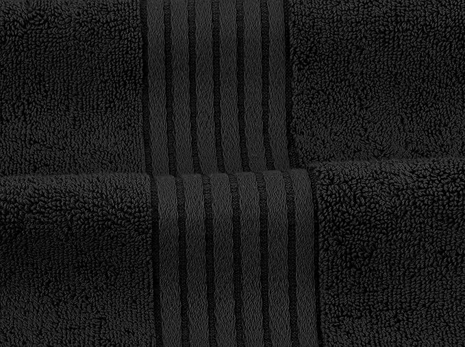 Utopia Towels 8 Piece Premium Towel Set, 2 Bath, 2 Hand, and 4 Washcloths, 100% Ring Spun Cotton, Highly Absorbent Towels for Bathroom, Sports, and Hotel, Black