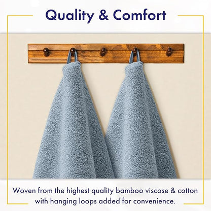 Ultra Soft & Plush Viscose from Bamboo Bath Sheets - 700 GSM Pack of 2 - Extra Large 70x35 in - Super Absorbent & Quick Drying (Chambray)