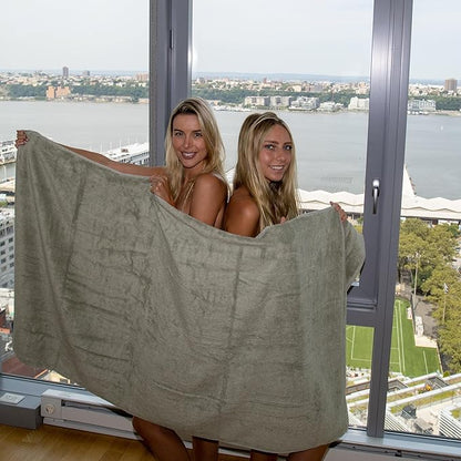 Mosobam Luxury Turkish Towels Set of 2 Bath Sheets 35X70 Light Grey (Gray) 700 GSM Bamboo Viscose & Aegean Turkish Combed Cotton