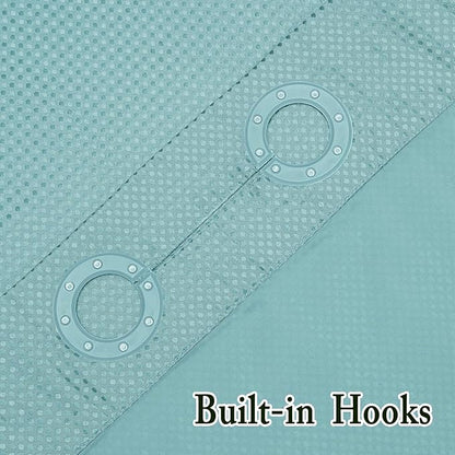 Gibelle Extra Long Shower Curtain 72x86, Waffle Weave Bathroom Shower Curtain with Snap-in Fabric Liner Set, No Hooks Needed, Hotel Style with Mesh Top Window, Teal