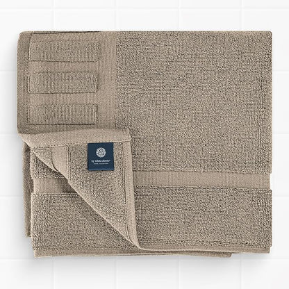 White Classic Luxury Bath Mat Floor Towel Set - Absorbent Cotton Hotel Spa Shower/Bathtub Mats [Not a Bathroom Rug] 22"x34" | 2 Pack | Taupe