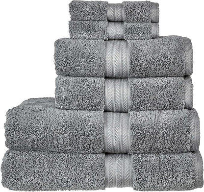 Christy Renaissance 6 Piece Towel Set | Ash Grey | 100% Egyptian Cotton | Luxuriously Soft and Super Absorbent | 675 GSM | 2 Bath Towels 2 Hand Towels 2 Face Cloths