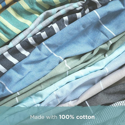 Large Turkish Beach Towel, Striped Denim Blue & Orange - 37'' x 67'' - Super Soft & Lightweight - Quick Dry Sand Free Travel Towels for Beach or Bath - Gifts