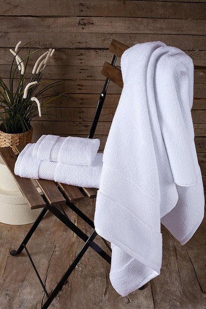 BAGNO MILANO Turkish Towels, Ultra Soft, Plush Luxury Turkih Cotton Bath Towels, Quick Dry Towel Set Made in Turkey (White, 6 Pcs Towel Set)