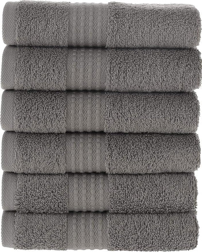 MAURA Basics Turkish Cotton Washcloth Towel Set High Performance Bathroom Essentials with Hanging Loops, Standard Size 13”x13”, Ideal for Daily Comfort, Space Gray