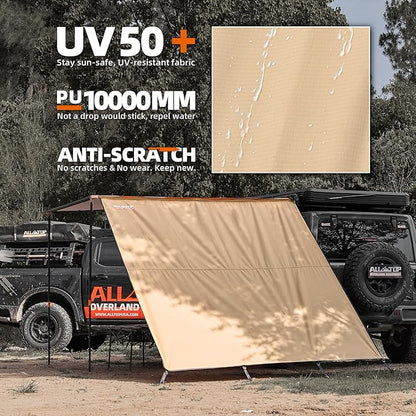 ALL-TOP Awning Wall Universal Multi-Side, 6.6ft x 8.5ft, Waterproof Ripstop UV-Resistant Awning Extension for Extra Privacy & Shade