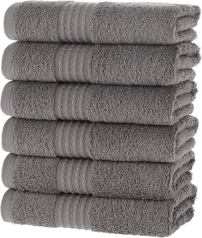 MAURA Basics Turkish Cotton Washcloth Towel Set High Performance Bathroom Essentials with Hanging Loops, Standard Size 13”x13”, Ideal for Daily Comfort, Space Gray