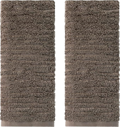 SKL Home CloudSoft Cotton Luxury Hand Towel 2pc Set for Bath/Kitchen/Bar & Gift, Mink Brown