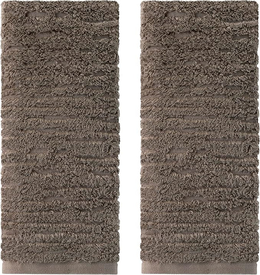 SKL Home CloudSoft Cotton Luxury Hand Towel 2pc Set for Bath/Kitchen/Bar & Gift, Mink Brown