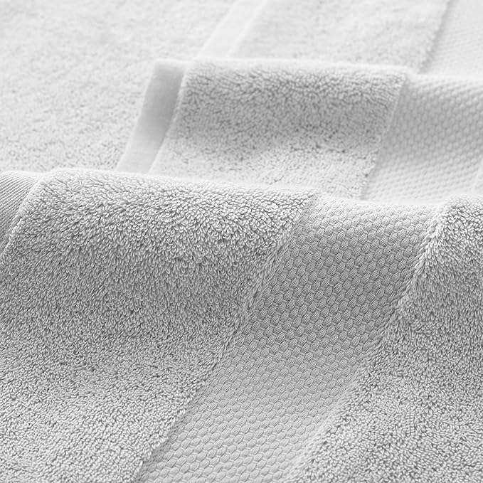 Aston & Arden Egyptian Bath Towels - Pack of 2 - Oversized Ultra Soft Thick & Absorbent, 100% Ringspun Egyptian Cotton Bathroom Towel for Spa, Hotel, 600 GSM, 30 x 54 in, Light Grey