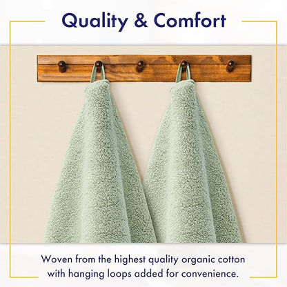 100% Organic Luxury Bath Sheets - GOTS Certified - Extra Large 35x70 Inches (Pack of 2) Zero-Twist, Long-Staple Cotton Bath Sheet Set (Eucalyptus Green)