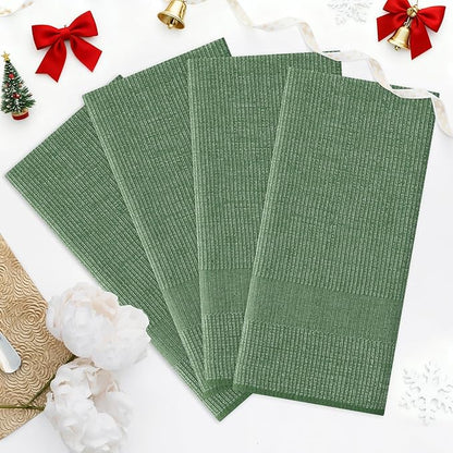 Homaxy Premium Kitchen Towels(18”x 28”, 6 Pack), Large Cotton Kitchen Hand Towels, Flat and Terry Dish Towels, 380 GSM Highly Absorbent Tea Towel Set with Hanging Loop, Grass Green