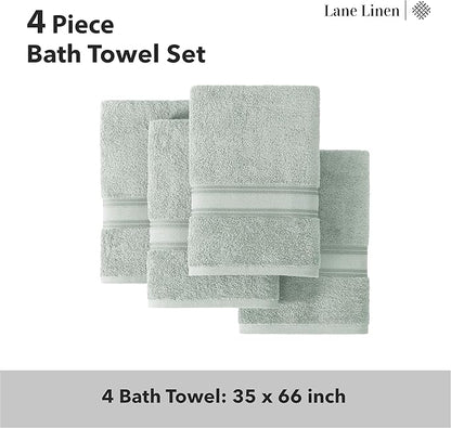 LANE LINEN Large Bath Towels - 100% Cotton , Extra Large Bath Towels, Zero Twist, 4 Piece Bath Sheet Set, Quick Dry, Super Soft Shower Towels, Highly Absorbent Bathroom Towels - Jade