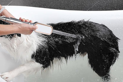 Pet Bathing Comb Sprayer Set - Dog Grooming Tool with Silicone Comb - like Bristles, Extra - Long Hose & Shower Arm Diverter | Handheld Shower Head for Gentle Fur Cleaning & Massage