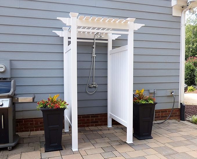 30in H x 4in L x 3.25in W (2 Posts) Surface Mount Posts for Zippity Vinyl Fence or Outdoor Shower Kit, Surface Mount Fence Panels, Picket Fence, or Outdoor Shower Enclosure to a Solid Surface, ZP19011