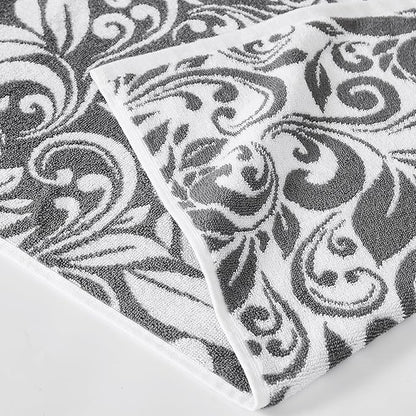 Modern Threads Trefoil Filigree 6-Piece 100% Cotton Towel Set – Reversible Yarn Dyed Jacquard – Includes 2 Bath Towels, 2 Hand Towels, 2 Washcloths – Absorbent, Quick Dry, Soft & Durable – Dark Gray