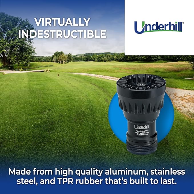 Underhill Garden Water Hose Nozzle Sprayer Jet Attachment, Heavy-Duty Metal and Rubber, Adjustable, Magnum UltraMax Premium Plus Series 3/4" High Flow Full Throttle, NG500-SFH-75