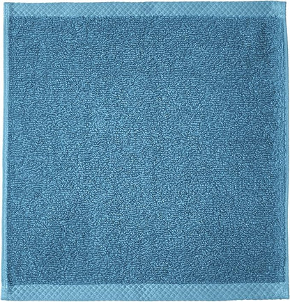 Amazon Basics Cotton Washcloths, Quick-Dry, 12" x 12", 12-Pack, Lake Blue