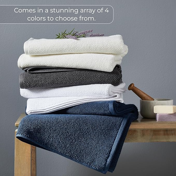 6 Piece Towel Set, 680 GSM 100% Cotton, Premium Quality - 2 Bath Towels, 2 Hand Towels, 2 Wash Cloths-Ultra Soft, Super Absorbent Popcorn Textured Weaved for Home, Spa, Hotels, Bathroom - Charcoal
