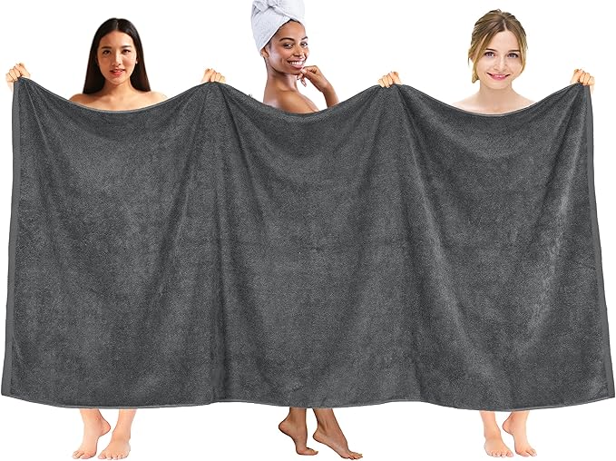 DAN RIVER Pack of 1 Bath Sheet 40x80 Inches, Extra Large Gray Bath Towels Oversized, Absorbent Cotton Towels for Bathroom