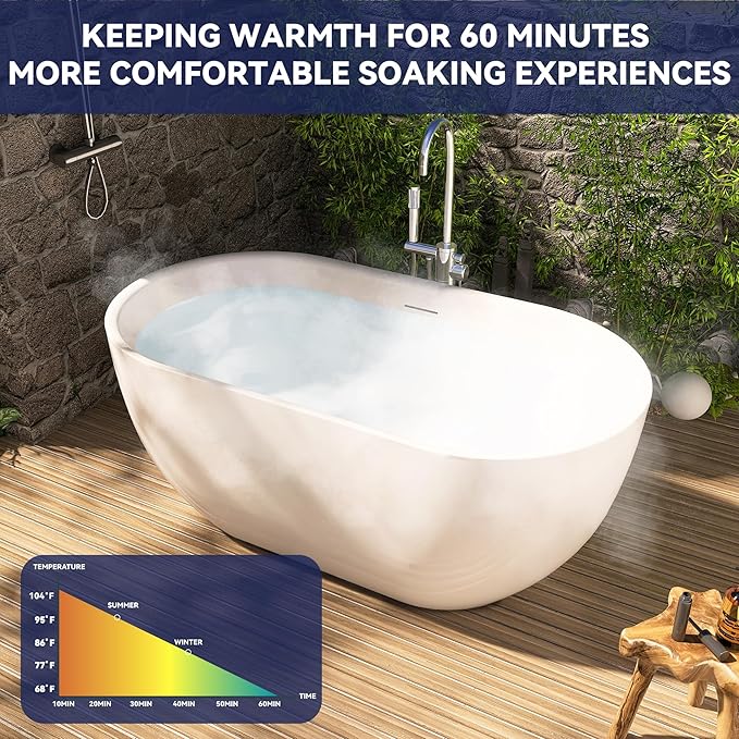 59" Acrylic Free Standing Tub, Stand Alone Tub, Freestanding Bathtub, Soaking Bathtub, cUPC Certified, SE(Glossy White)