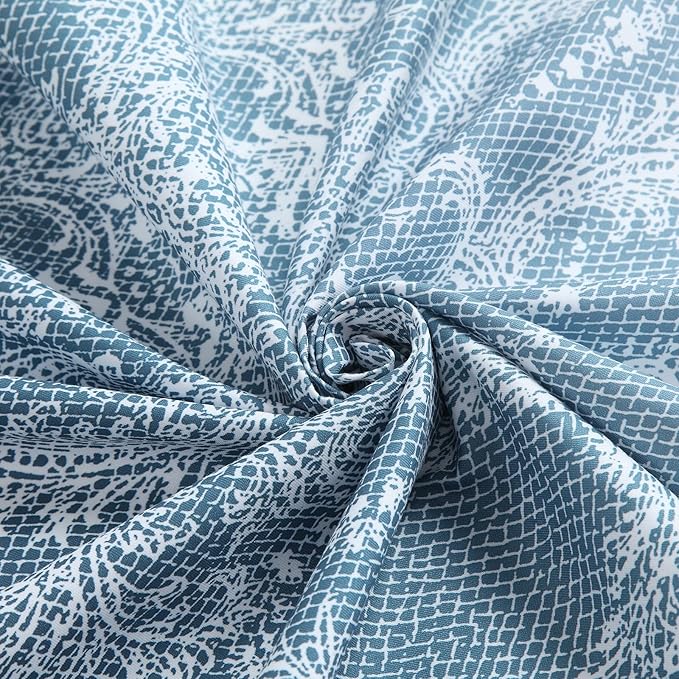 78 Inch Long Shower Curtain - Chantilly Lace Design, Heavyweight Polyester, Storm Blue to White Ombre, 72" W x 78" H