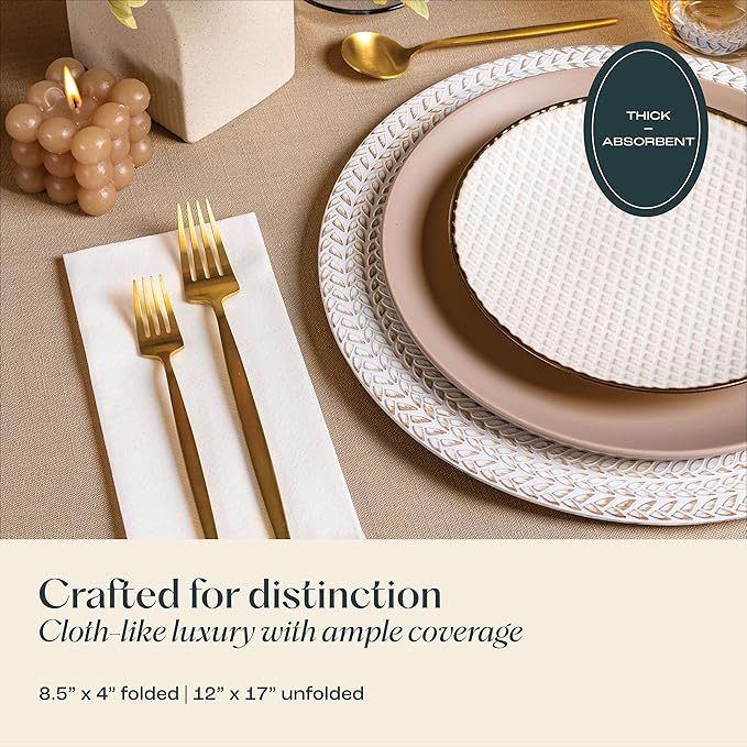 300-Pack Servietto Disposable Linen-Feel Guest Towels - 12" x 17" Disposable Cloth-Like Hand Towels - Made In USA, Soft and Absorbent Paper Napkin for Kitchen, Bathroom, Party, Wedding, Or Event