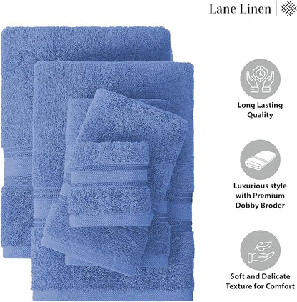 LANE LINEN Luxury Bath Towels Set - 6 Piece Set, 100% Cotton Bathroom Towel, Zero Twist, Quick Dry Shower Towels, Soft Absorbent Bath Towel, 2 Bath Towels, 2 Hand Towels, 2 Wash Cloths - Allure