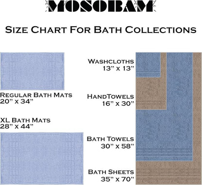 Mosobam Luxury Turkish 10pc Deluxe Bath Bundle Body Hand Face Towel and Mat White 700 GSM & 1000 GSM Bamboo Viscose & Aegean Turkish Combed Cotton