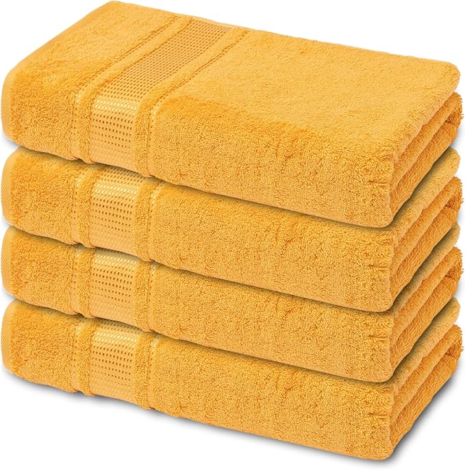 Melissa Linen, Fingertip Towels 4 Pack, 100% Turkish Cotton, Small Hand Towels for Body and Face, 12 x 18 in, Soft and Absorbent, Quick Dry, (Yellow Fingertip Towels)