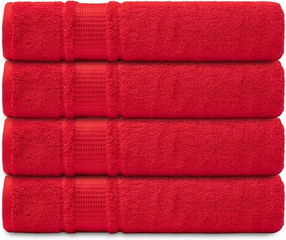 Melissa Linen, Soft Washcloths Set of 4 100% Turkish Cotton Small Hand Towels for Bathroom, Face, Kitchen and Body, 12" x 12" Quick Dry, Absorbent Wash Cloths - Red Washcloths