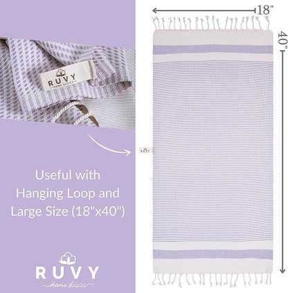 Ruvy Home Basics Turkish Hand Towels for Bathroom Set of 4 | 18"x40", Cotton | Decorative Towel for Bathroom, Kitchen, Dishcloth, Tea, Yoga, Face, Gym - Lavender