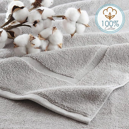 Hearth & Harbor Bath Mat Towels - 100% Ring Spun Cotton Luxury Bath Mat Floor Towels - Ultra Soft & Highly Absorbent Bath Towels Set of 4 - Gray