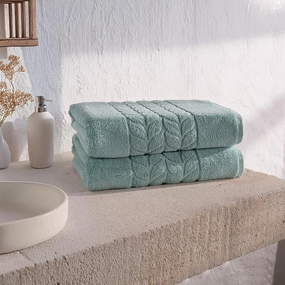 BAGNO MILANO Organic Turkish Cotton Bath Towels, Luxury Jacquard Collection, Certified Organic Highly Absorbent, Soft-Plush Towel Set (Mint, 4 Pcs Hand Towel Set)