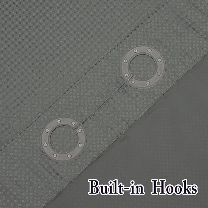 Gibelle Extra Long Shower Curtain 72x86, Waffle Weave Bathroom Shower Curtain with Snap-in Fabric Liner Set, No Hooks Needed, Hotel Style with Mesh Top Window, Grey